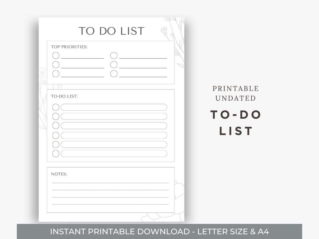 Minimalist to Do List Printable, Daily Task Planner (PDF, PNG) - Etsy ...