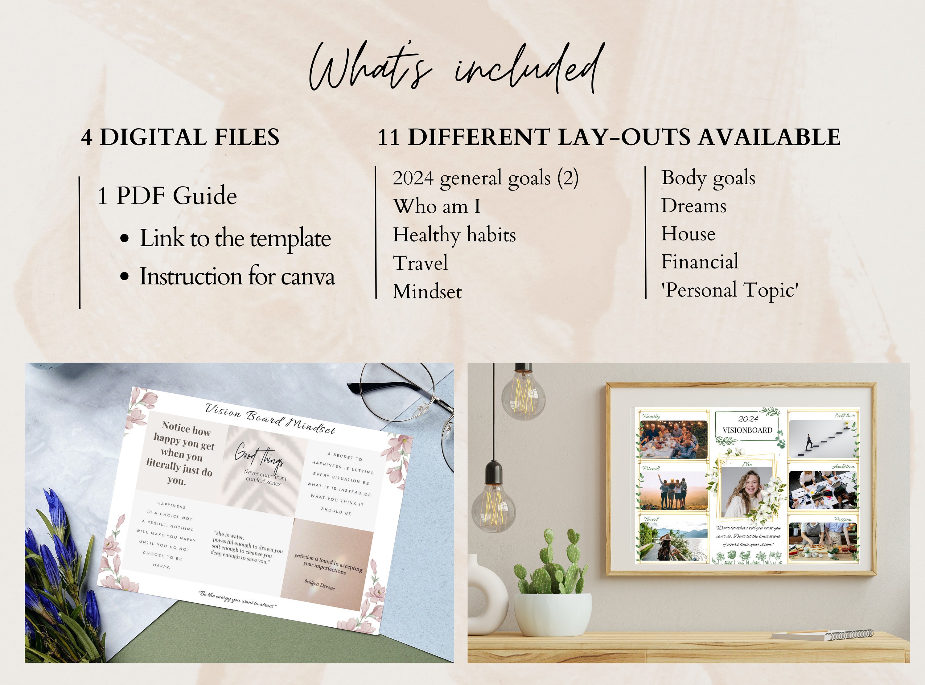 Editable 2024 Vision Board Planner Canva Graphic by NR Creative