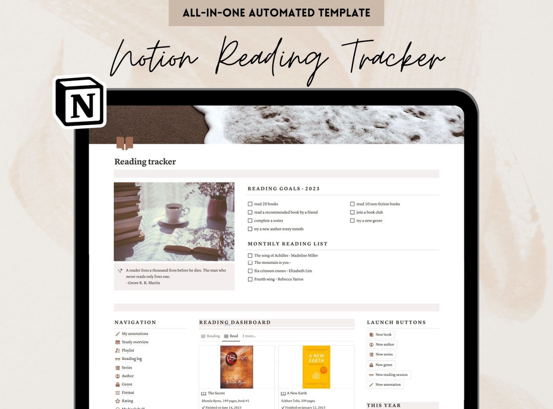 Notion Reading Tracker Template: Digital Book Journal (digital Download ...