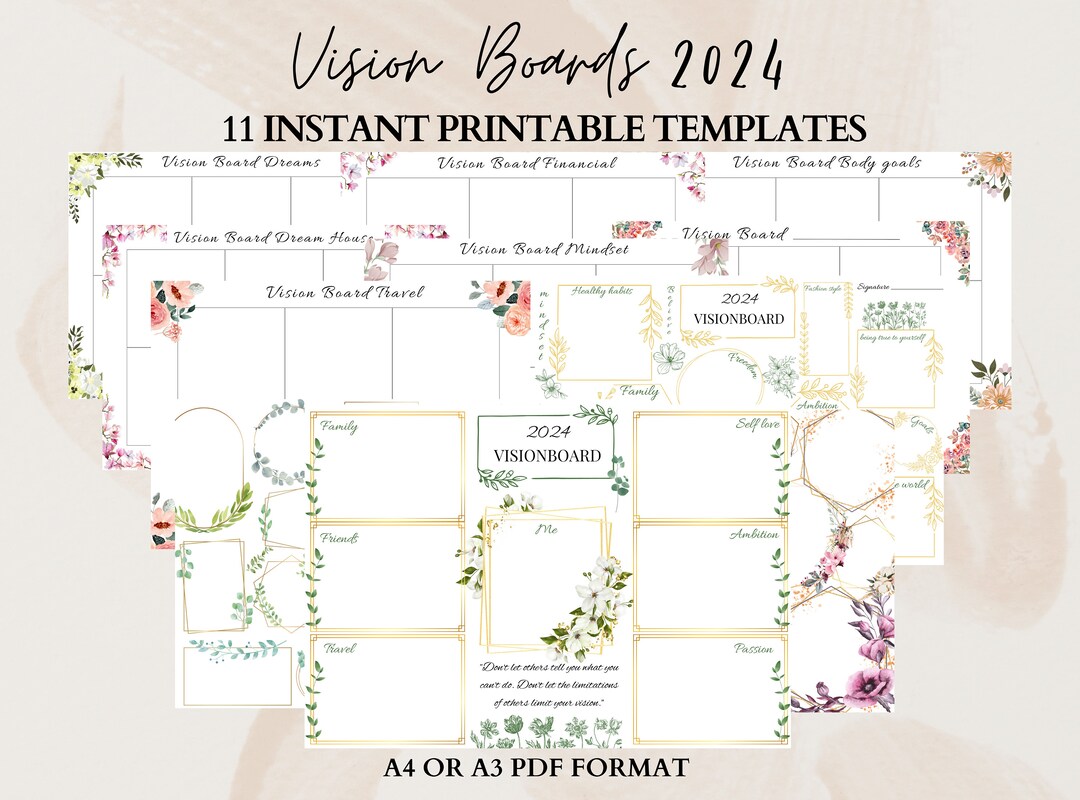 2024 Goals Vision Board Inserts – Fancy Plans Co