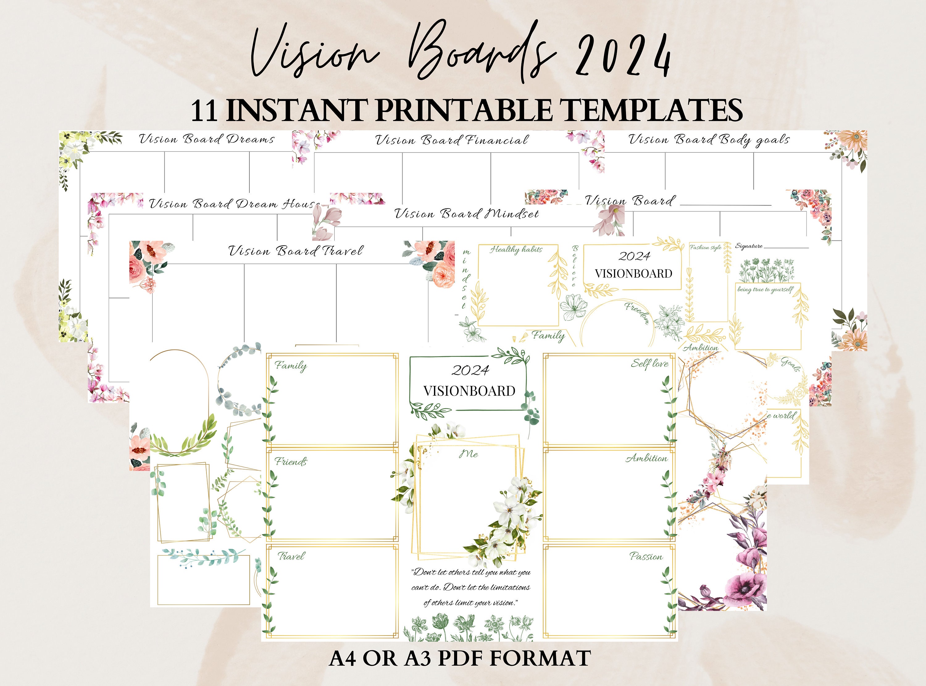 2025 Vision Board Kit Printable Vision Board 2025 Dream Etsy UK