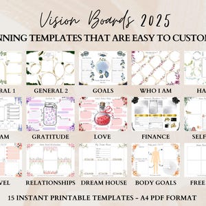 2025 Vision Board Bundle | Printable Vision Board Templates | Vision Board party and Ideas | Manifestation & Goal Setting | Dream Board Kit