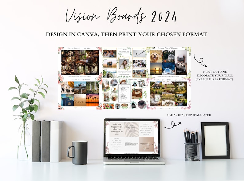 2024 Vision Board Canva Bundle, Editable Vision Boards, 2024 Dream