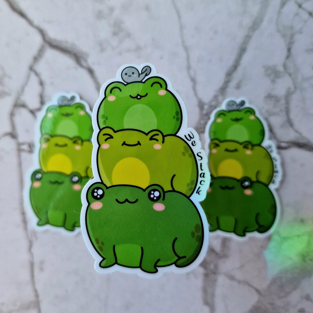 Funny Frog Vinyl Stickers Stacked Frogs Stickers Deco Etsy