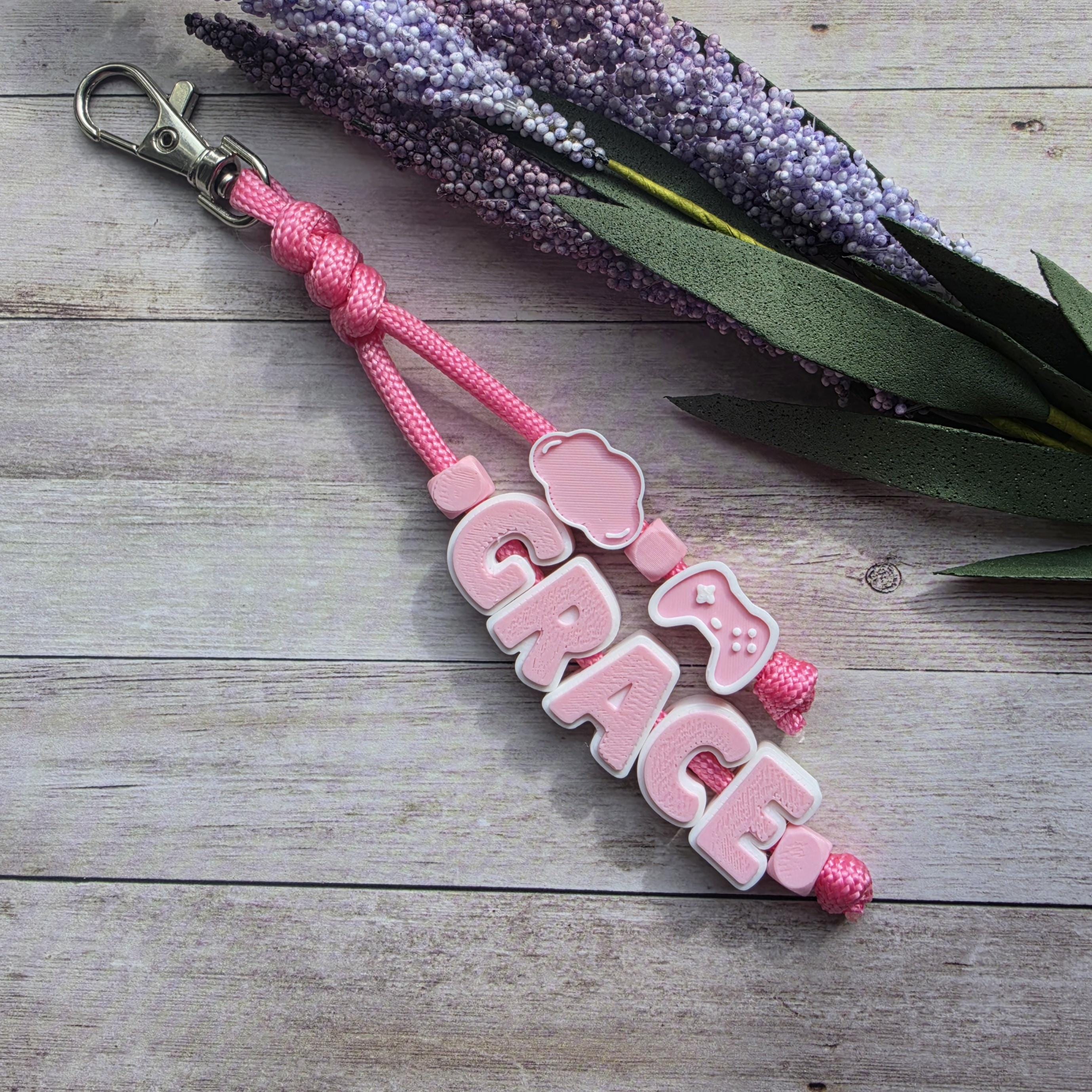 Personalised Paracord Keychain, Custom Chunky Letter Keyring, 3D ...