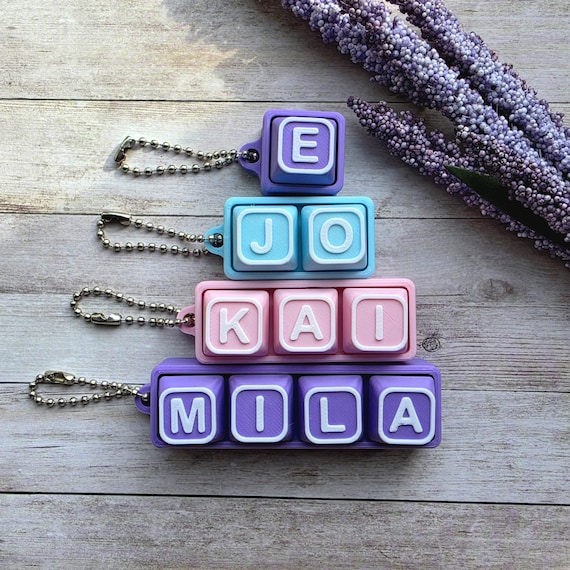 Personalised Keyboard Clicker Keychain, Custom Name Fidget Toy, 3D