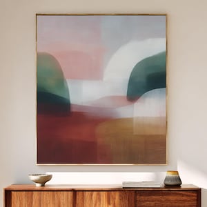 Abstrakte Malerei Moderne Landschaft Terrakotta Kunstdruck Minimalistische Bergwand Kunst für Schlafzimmer Zeitgenössische Wanddeko