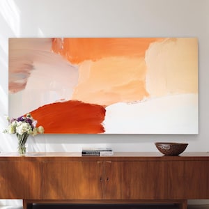 Abstract Wall Art, Terracotta Orange Peach Modern Brushstroke Art Print for Living Room, Contemporary Home Decor, Wall Art Prints