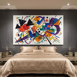 Poster della sezione percussioni vibrante di Kandinsky, dipinto astratto geometrico su tela color cobalto, decorazione per pareti dell'ufficio, regalo di compleanno