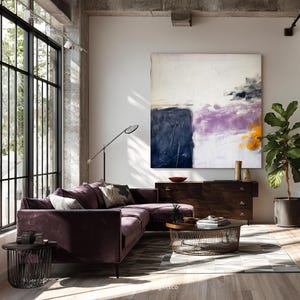Abstract Wall Art, Navy Purple Gold Modern Painting Art Print for Living Room Contemporary Home Decor Large Wall Art Prints