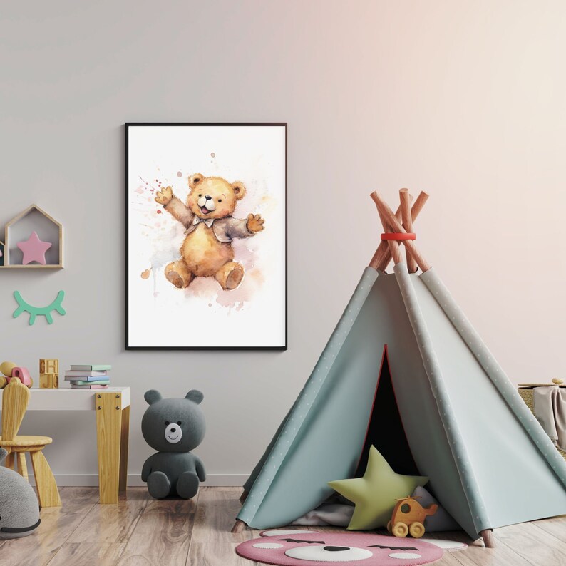 Watercolor Teddy Bear Clip Art Clipart Pack Baby Shower for a - Etsy