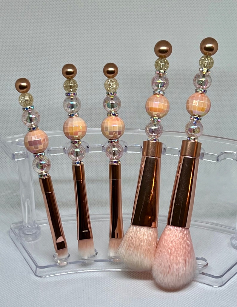 Beaded Makeup Brush Set Rose Gold Etsy