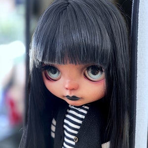 Wednesday Addams Custom Blythe Doll – Fully Hand-Sculpted OOAK Art Doll – Original Blythe Doll Custom by Bad Sid Toys