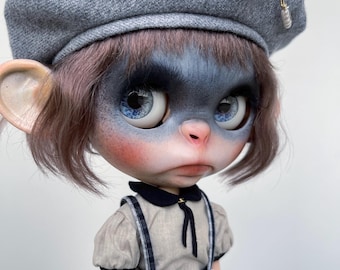 BAD SID Moxie Custom Blythe Doll. Original Takara Collectible Art doll with extra accessories.