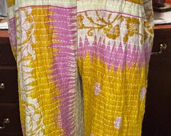 Jasmine Handgjord Kantha Jumpsuit Knyt Axel Botaniskt Mönster Stor till XXL Wolfgang
