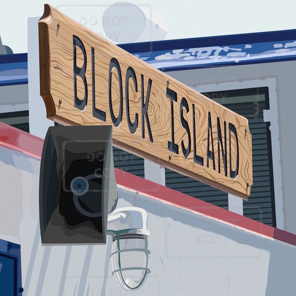 Block Island sign from the BI traditional ferry