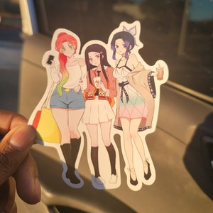 Anime Demon Slayer Nezuko, Mitsuri, Shinobu Modern Day Cute Sticker