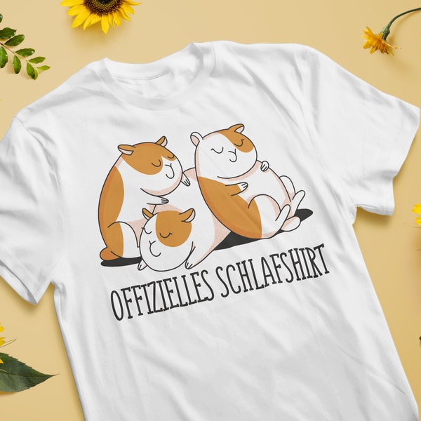 Drie slapende hamsters | "Officieel slaapshirt" | t-shirtontwerp | Perfect cadeau voor slaap- en hamsterliefhebbers | uniseks overhemd