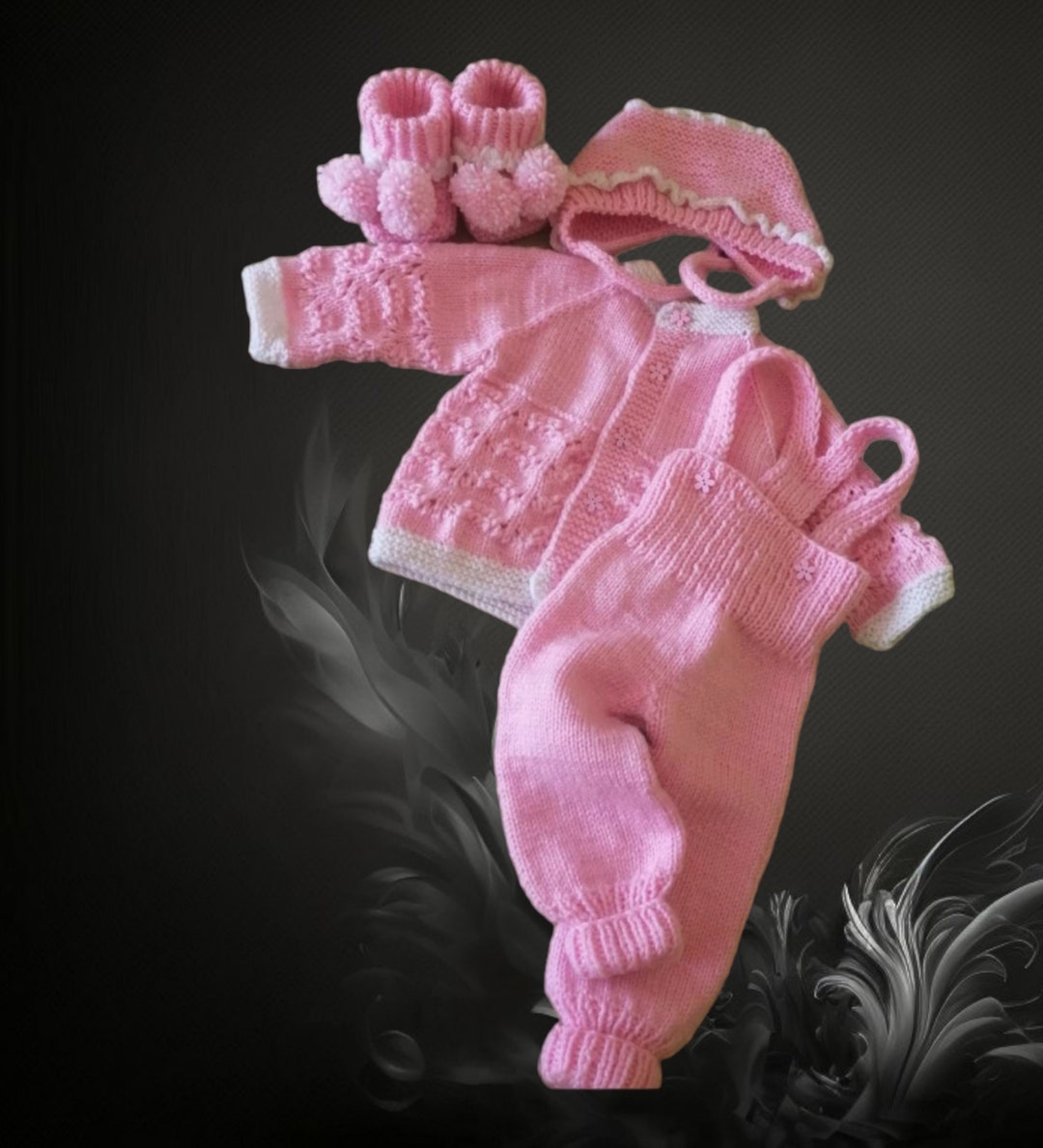 Newborn Costume Baby Knit Set Baby Girl Knits Formal Jacket Etsy