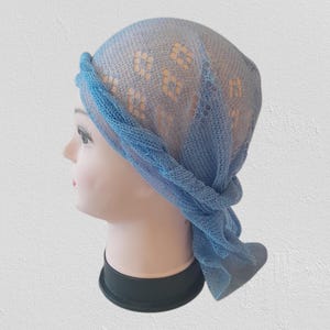 Boho Linen Hair Scarf – Handmade Triangle Head Wrap – Lightweight Rustic Bandana for Women