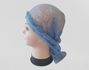 Boho Linen Hair Scarf – Handmade Triangle Head Wrap – Lightweight Rustic Bandana for Women
