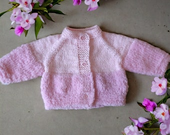 Knitting soft baby jacket pink jacket newborn sweater