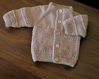 Knitted Baby Cardigan: Wool Alpaca Blend, Vintage Style