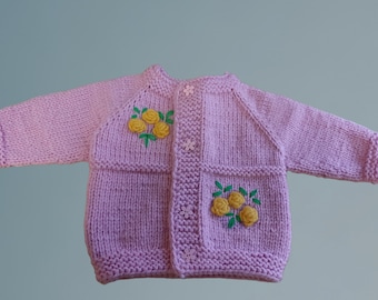 Embroidered Merino Wool Baby Cardigan: Knit Infant Jacket