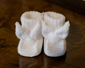 Knit bunny slippers, infant booties,baby socks