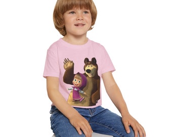 Masha and the Bear Shirt - Comfy Heavy Cotton™ Toddler Tee, Perfect Playwear,