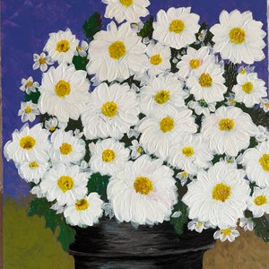 Painting beautiful colors white daisies