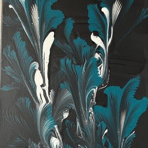 Acrylic painting on stretched canvas, executed with the fluid technique