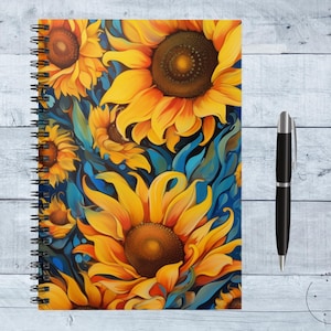 Cahier à spirales coloré tournesol - parfait pour tenir un journal, prendre des notes, offrir des cadeaux aux étudiants et aux enseignants