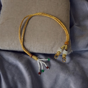 Lobster Cord with Zari Dori for Necklace Jewellery | Golden Handmade Adjustable Necklace Thread | Tassel for Necklaces Thread | Bharatanatya