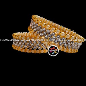 White Bharatnatyam, Kuchipudi, Weddings | Classical Jewelry | Kempu Temple Indian jewelry Bangles | Bangle Sizes: 2.4, 2.6 and 2.8 available