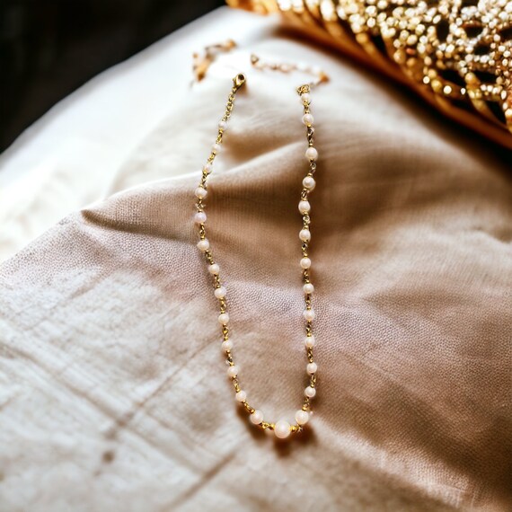 Pearl Chain Necklace White Necklace Online Shopping for Womens Etsy
