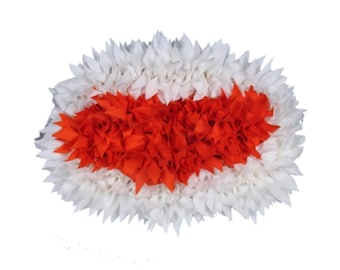 Orange and white Round Cut Flowers made of statin | Bharatanatyam Kuchipudi Dance flowers | veni kondai | Classical Dance Jewelry