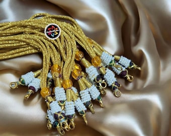 Buy Handmade Adjustable Seed Bead Necklace Cord: Gold Zari Dori, 12 Inch Online In India - Foto 11