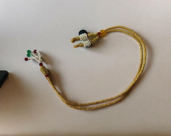 Zari Dori for Necklace Jewellery | Golden Handmade Adjustable Necklace Thread | Tassel for Necklaces Thread | Bharathanatyam necklace
