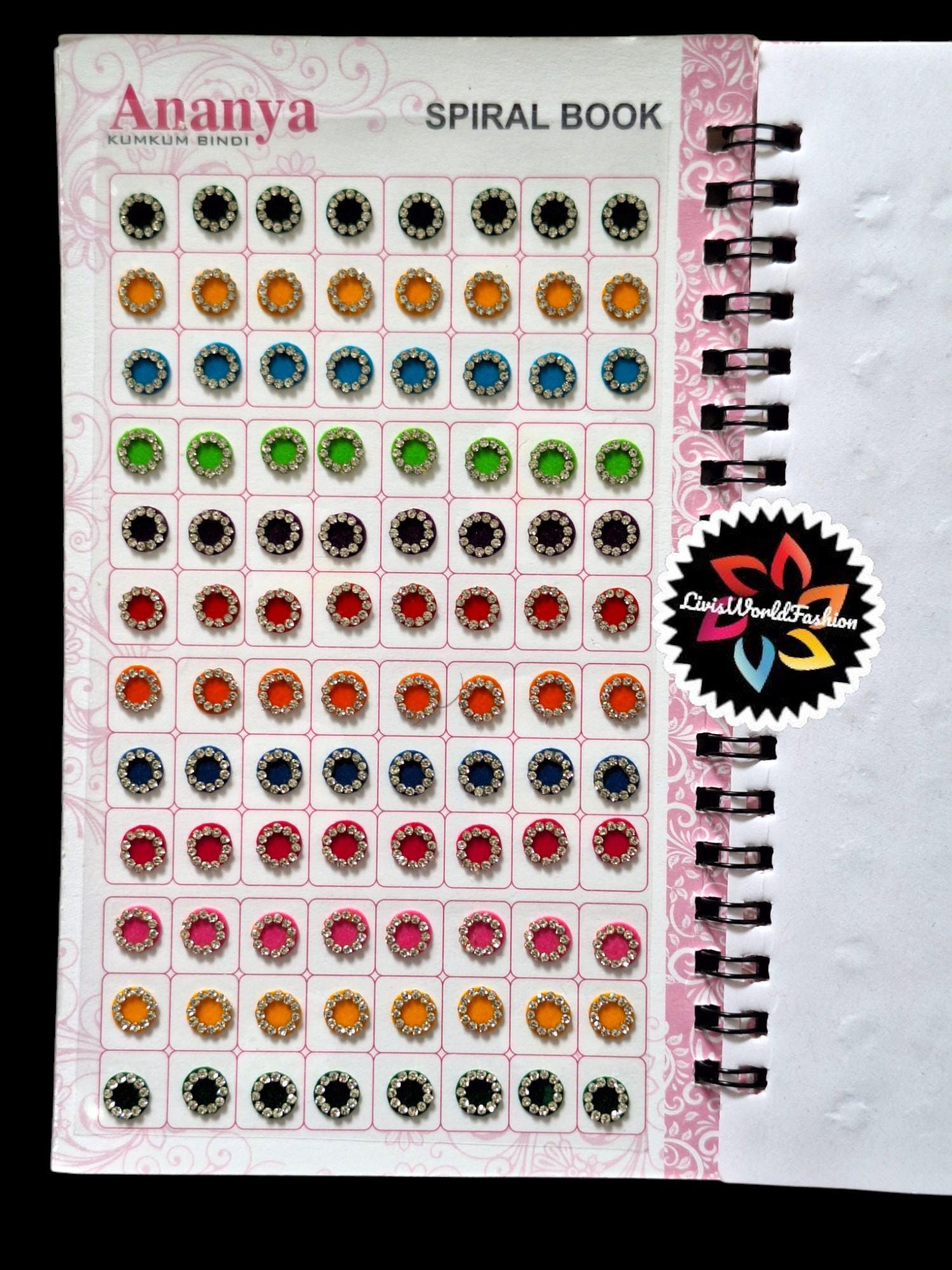 Round Bindi Sticker Kumkum With Stone Colorful Round Bindi Booklet 900 ...