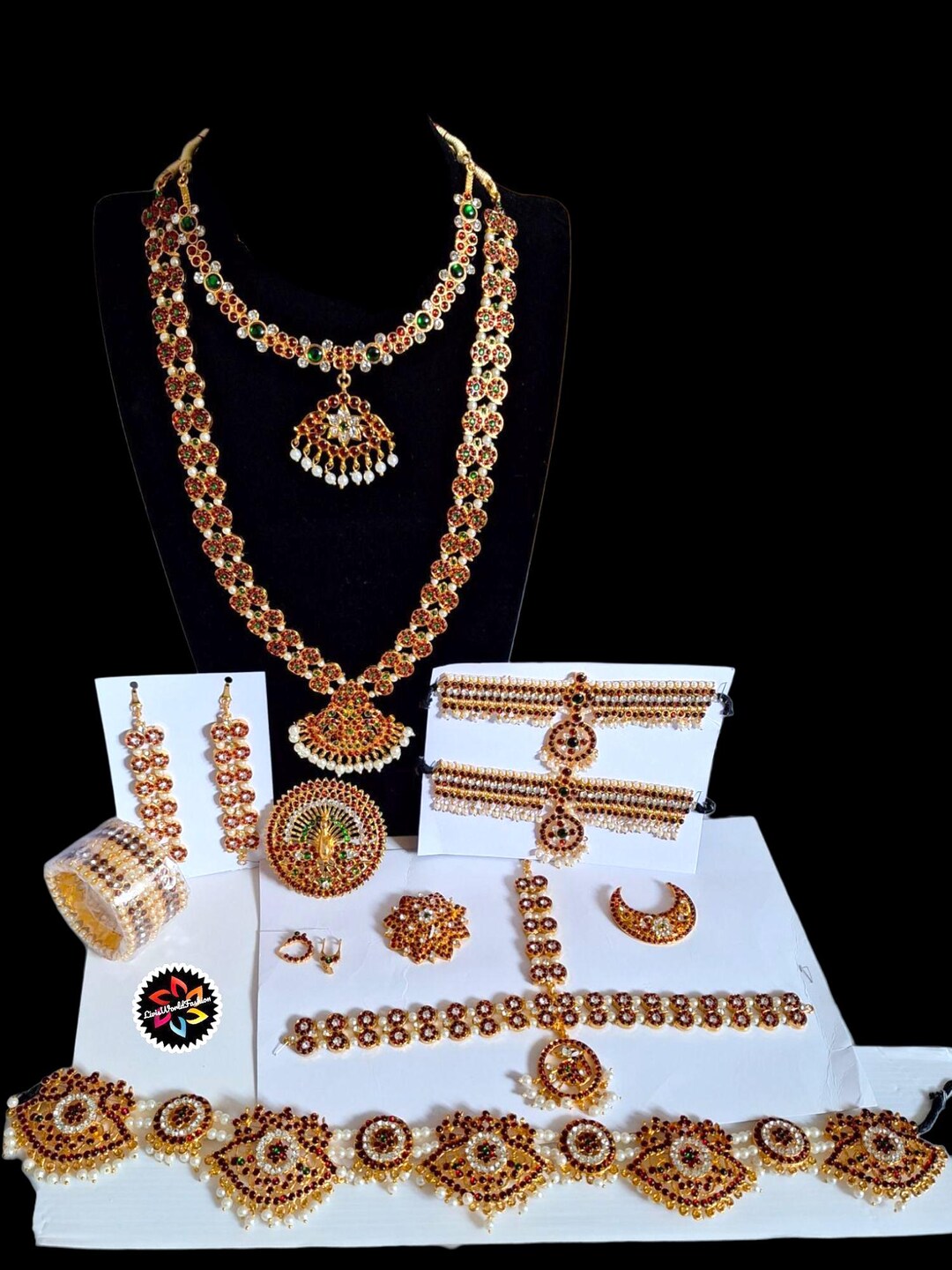 Bharatanatyam Full Bridal Jewelry Set – Kempstone Dance Jewelry for ...