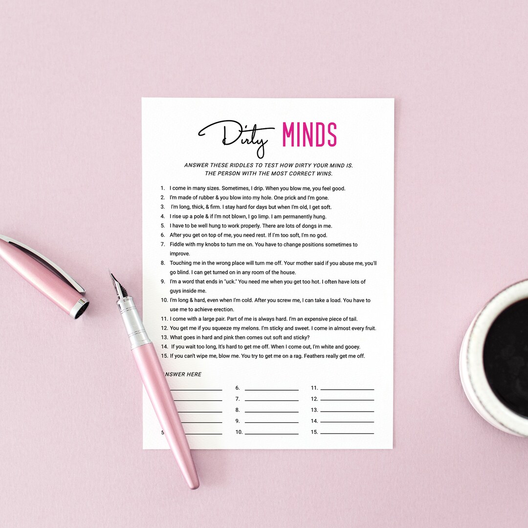 Dirty Minds Naughty Bachelorette Game Dirty Riddles Bridal Shower