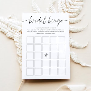 Bridal Shower Bingo Card Game Template - Modern Minimalist Editable Diy Card, Bachelorette Party Activity, Black and White, Hen Do, sf01
