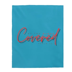 COVERED Psalm 32:1 Velveteen Plush Blanket || Christian Blanket || Plush Blanket || Scripture Blanket || Turquoise Blanket