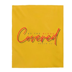 COVERED Psalm 32:1Velveteen Plush Blanket || Christian Blanket || Plush Blanket || Scripture Blanket || Yellow Blanket