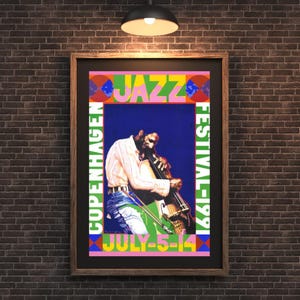 Copenhagen Jazz Festival Poster 1991 – Digital Download | Vintage Jazz Art Print | Bold Retro Bassist Illustration | Instant Wall Decor