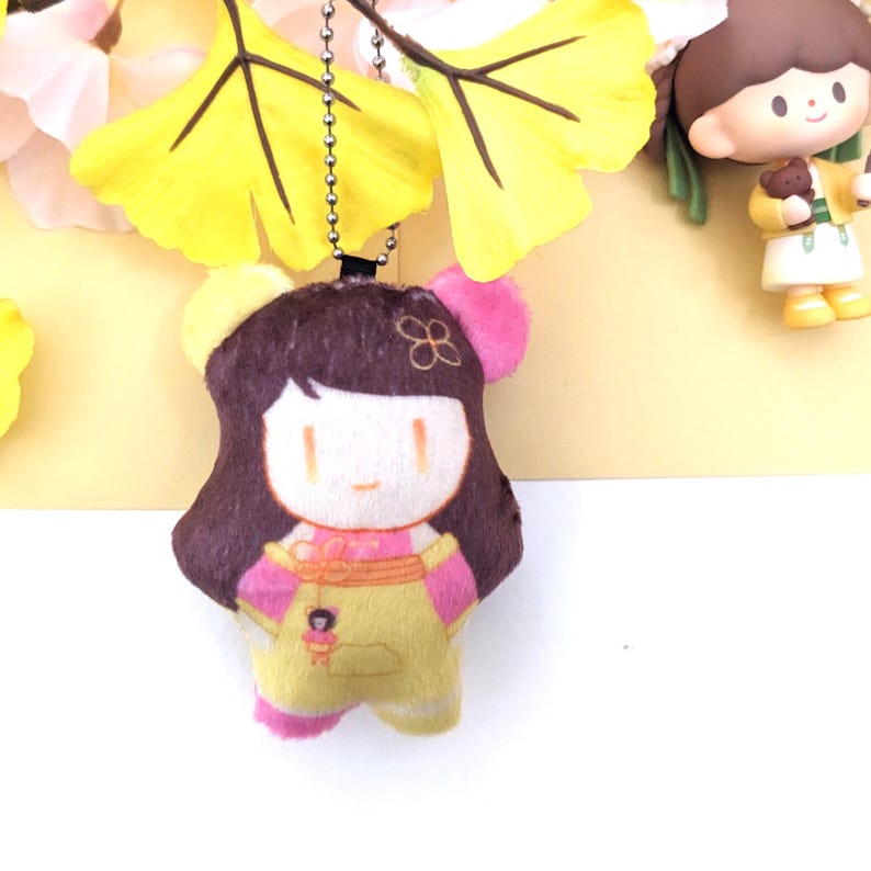 Aishi Mascot Charm Plush Keychain Purple Aishi