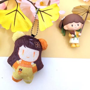 Aishi Mascot Charm Plush Keychain Orange/Brown Aishi