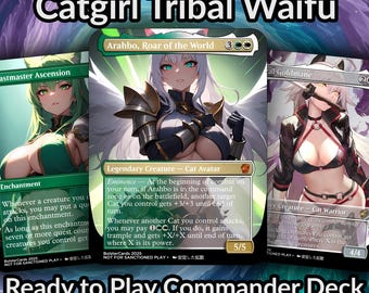 Arahbo, Roar of the World 100+ Cards: Anime Catgirl Tribal TCG Proxy EDH Commander Deck