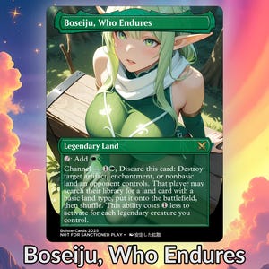 Boseiju Who Endures Borderless Anime Waifu Proxy Custom Card TCG Gift Holo Foil Mature Art Alters Staple For EDH Commander Gift For Him/Her